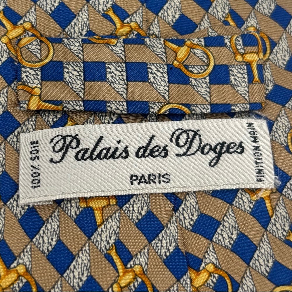 Vintage Palais Des Doges Paris Silk Artisan Handmade Equestrian Horse Bit Tie View 5